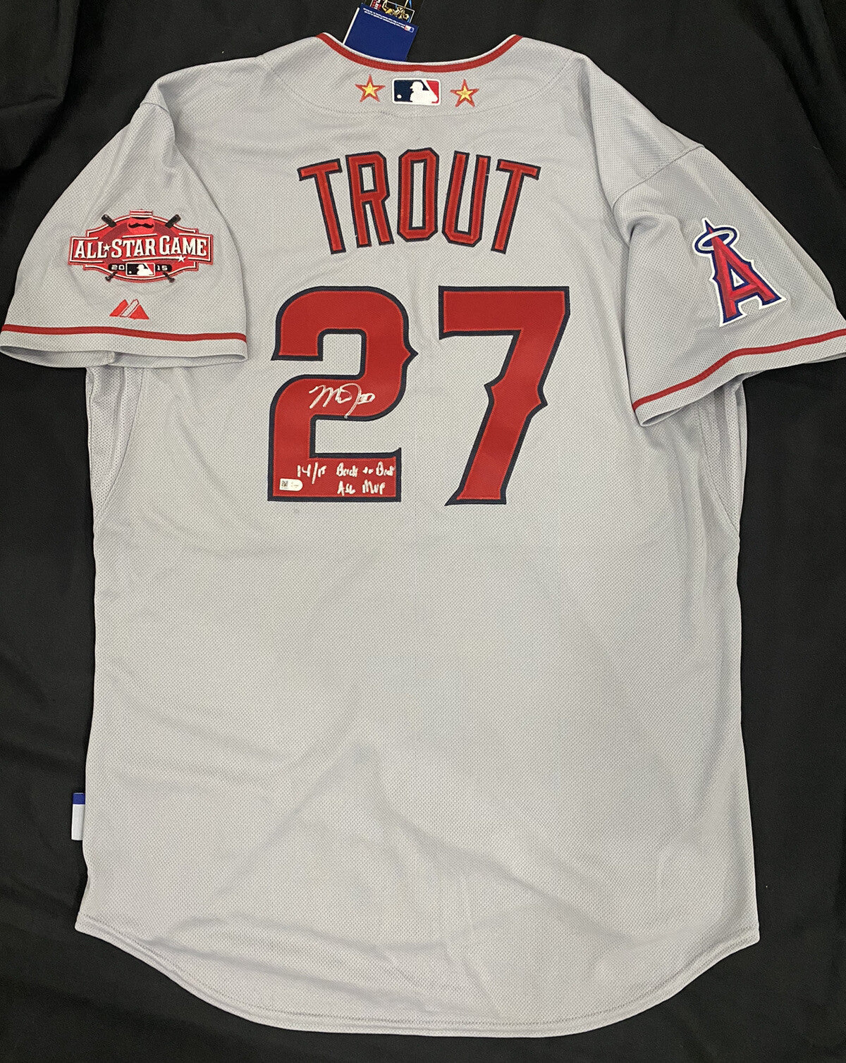 Mike Trout B2B ASG MVP Signed Authentic 2015 All Star Game Jersey MLB Holo