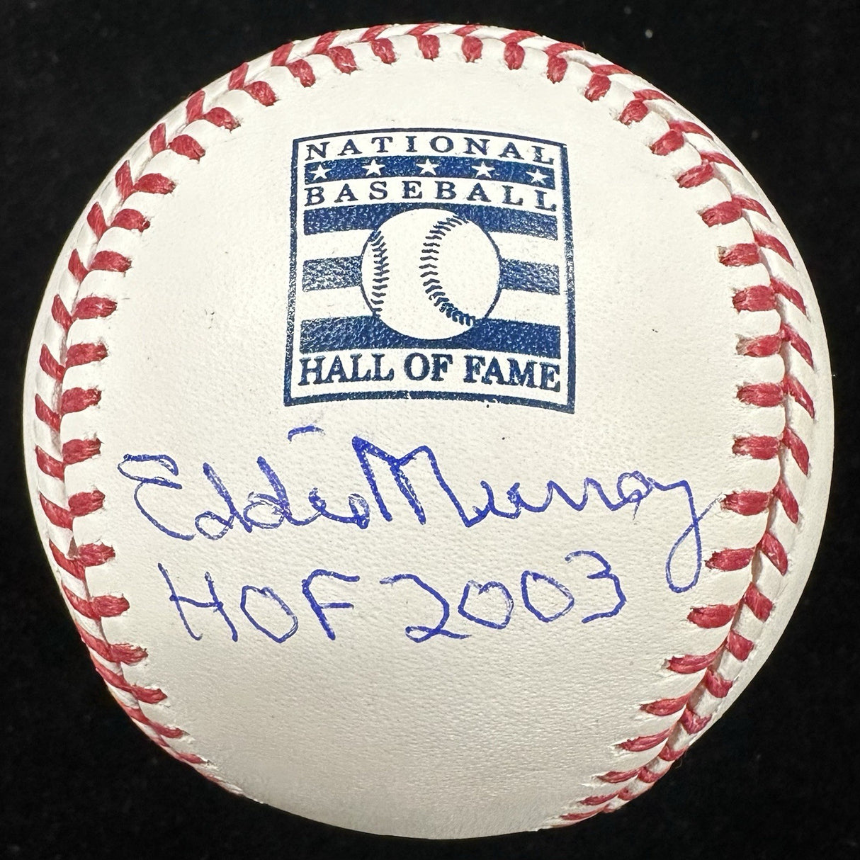 Eddie Murray HOF 2003 Signed Hall Of Fame Logo Baseball JSA Witness
