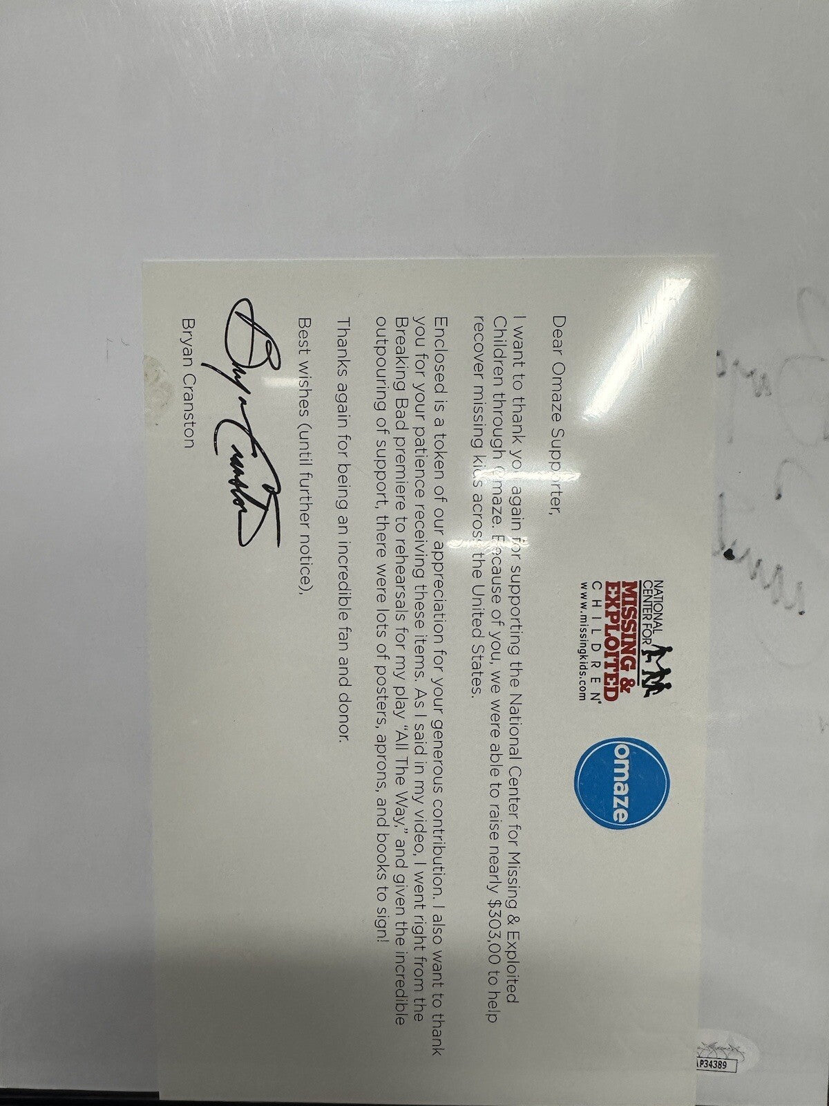 Bryan Cranston Signed Walter White Missing 8.5”x11” Flyer Photo JSA Breaking Bad