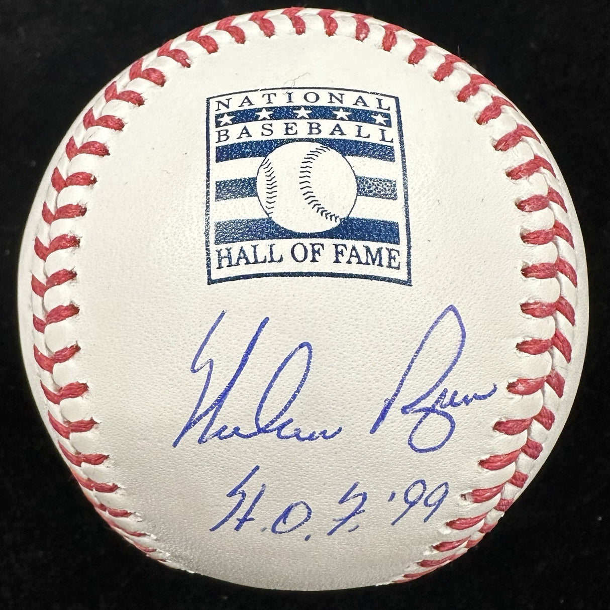 Nolan Ryan HOF 99 Signed Hall Of Fame Logo Baseball Tristar