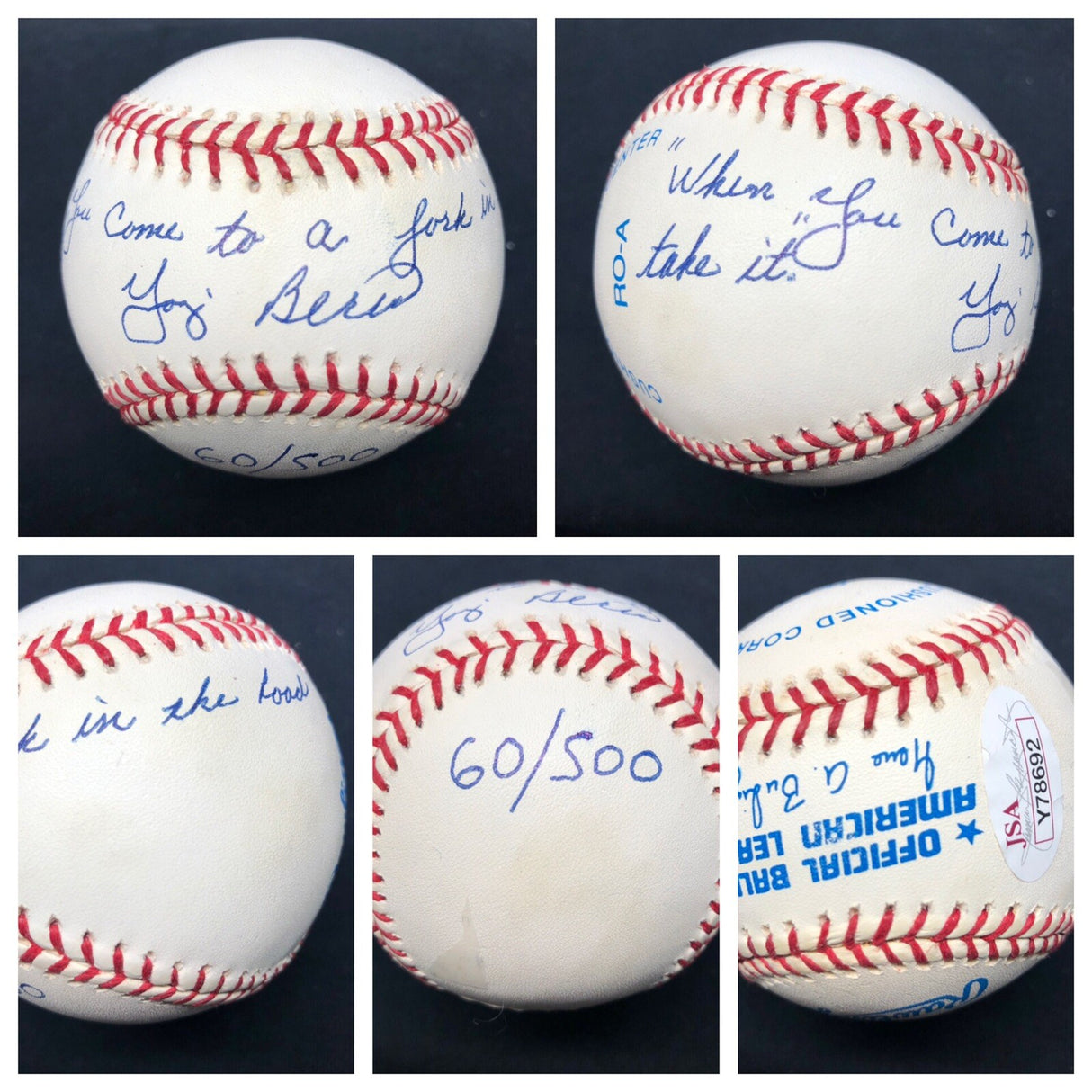 Yogi Berra Yogism (8) Inscription Signed Baseball Collection PSA JSA HOF Yankees