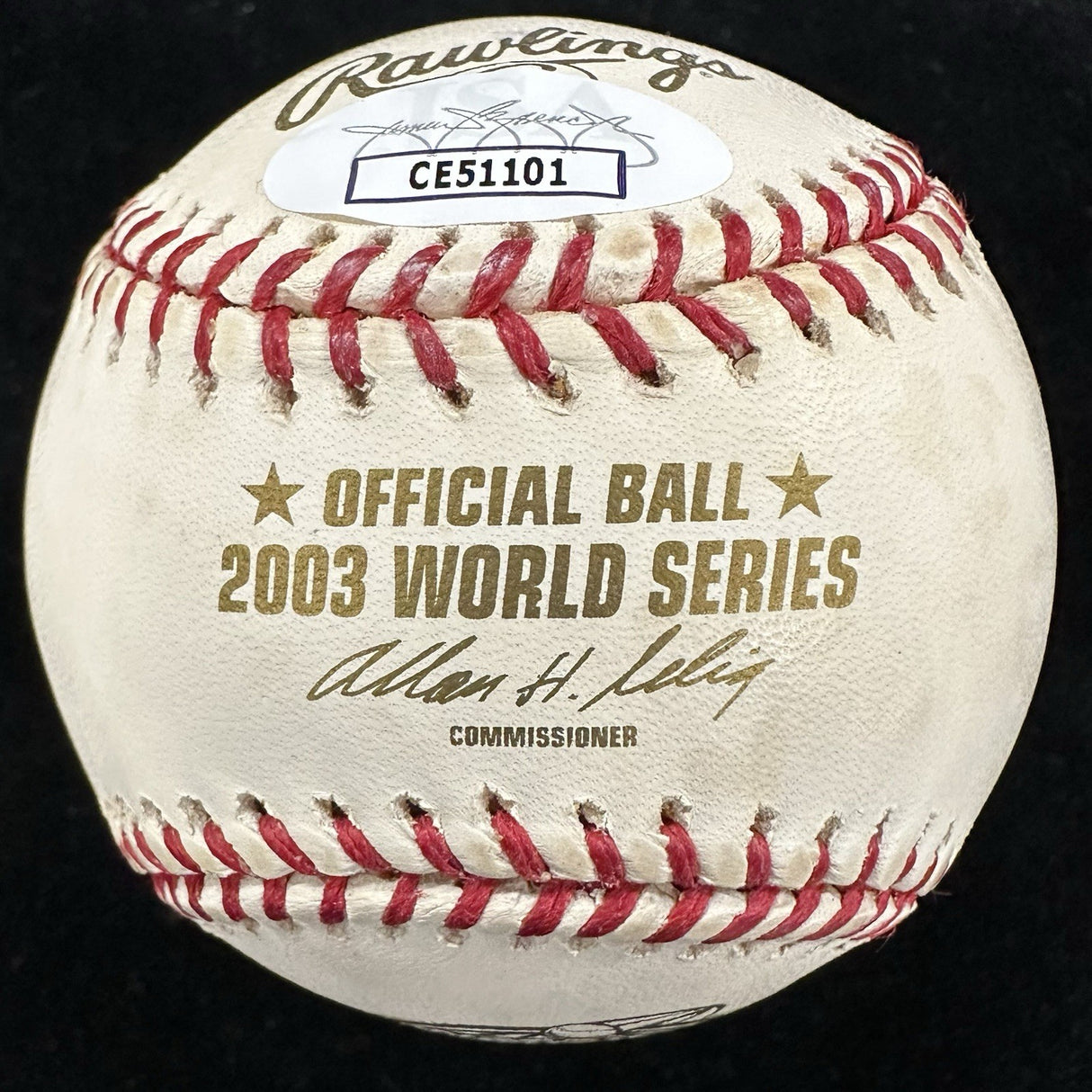 Josh Beckett 03 WS MVP Signed 2003 World Series Logo Baseball JSA