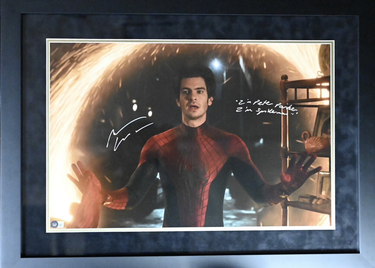 Andrew Garfield I’m Peter Parker I’m Spider-Man Signed 16x24 Photo Framed BAS