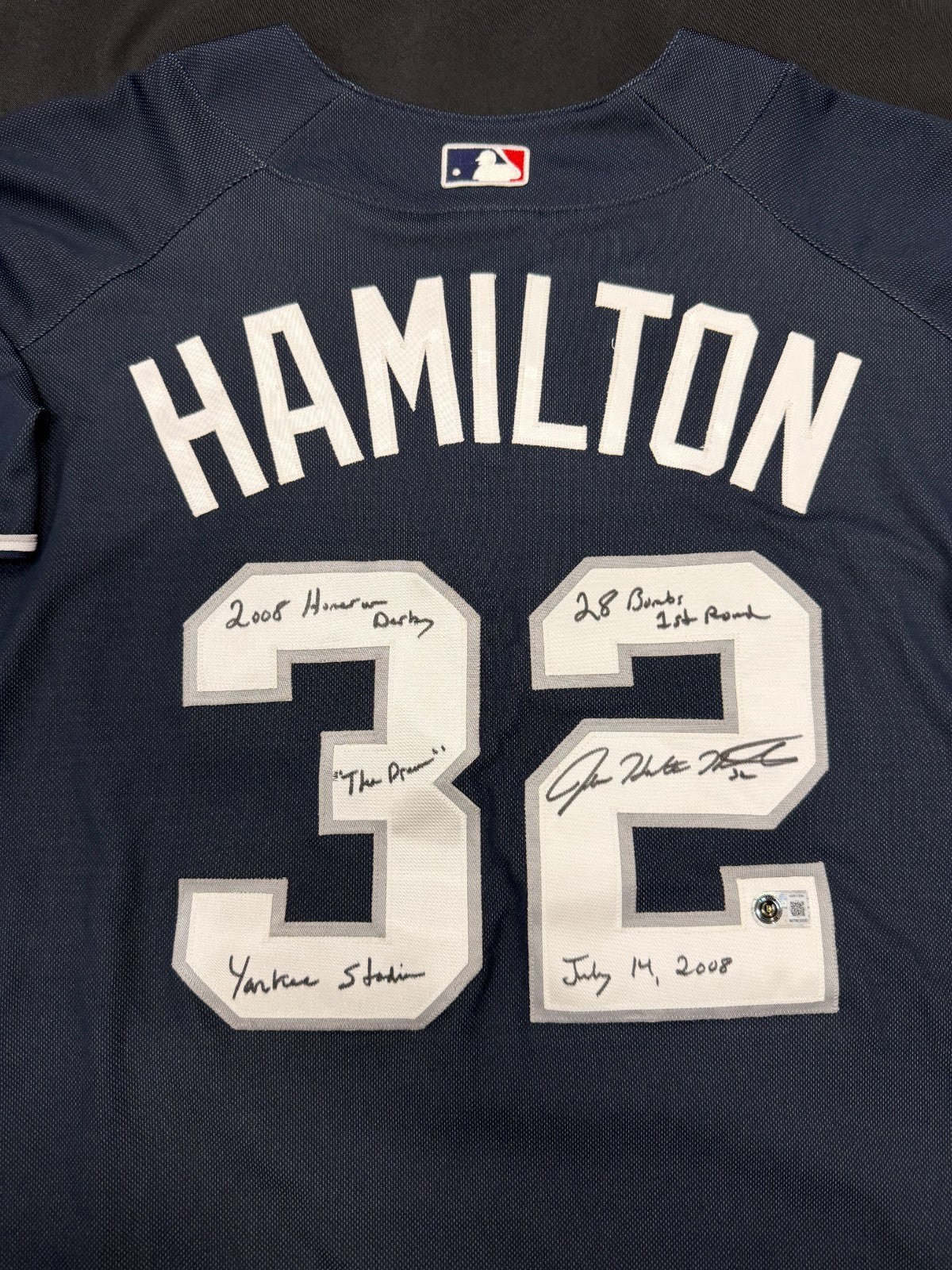 Josh Hamilton 2008 Home Run Derby Signed 08 ASG Stat Jersey Beckett Witness Holo