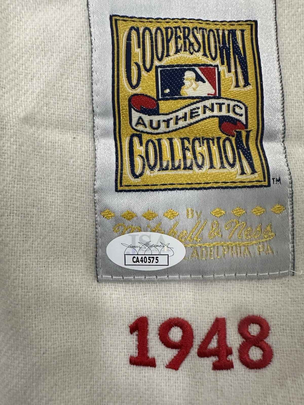 Bob Feller HOF 62 Signed Authentic Indians Mitchell Ness Jersey JSA