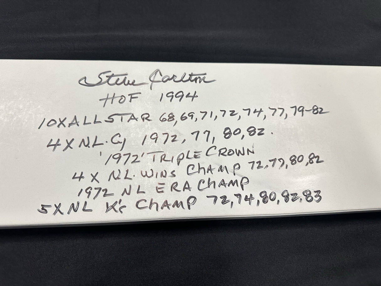 Steve Carlton Stats Signed Authentic Schutt Cardinals Pitching Rubber JSA