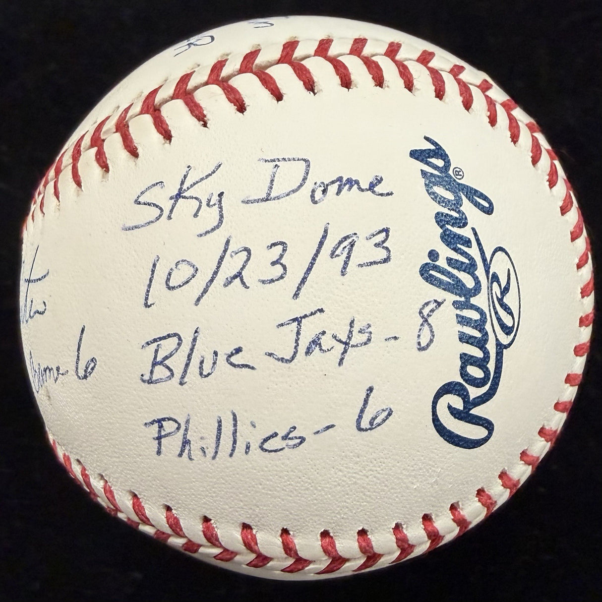 Joe Carter 93 World Series Game Signed Story Stat Baseball JSA