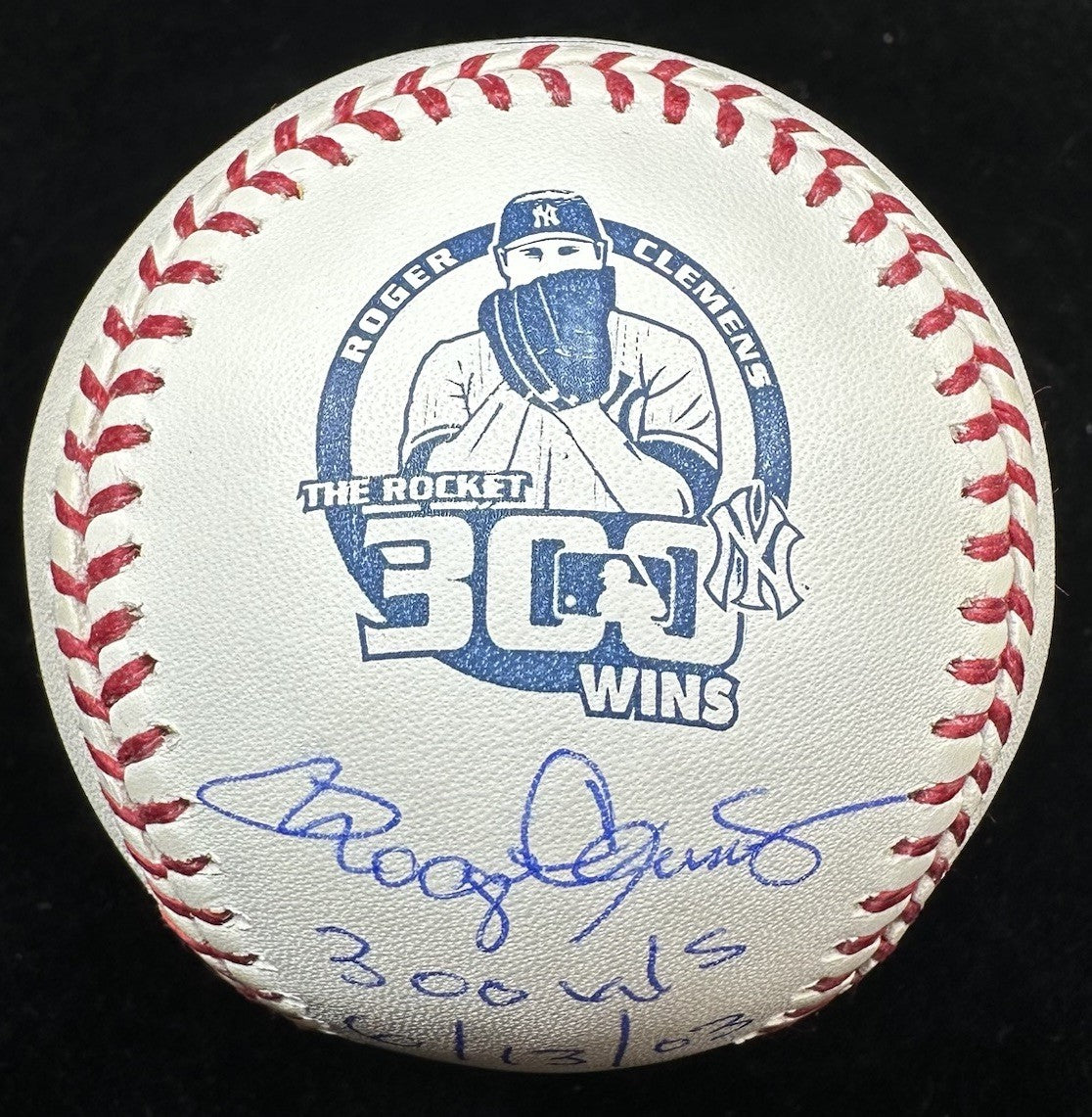 Roger Clemens 300 Wins 6/13/03 Signed 300 Win Logo Baseball JSA