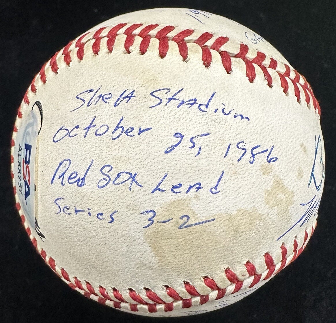 Mookie Wilson Bill Buckner 1986 WS Game 6 Stat Story Signed Baseball JSA PSA