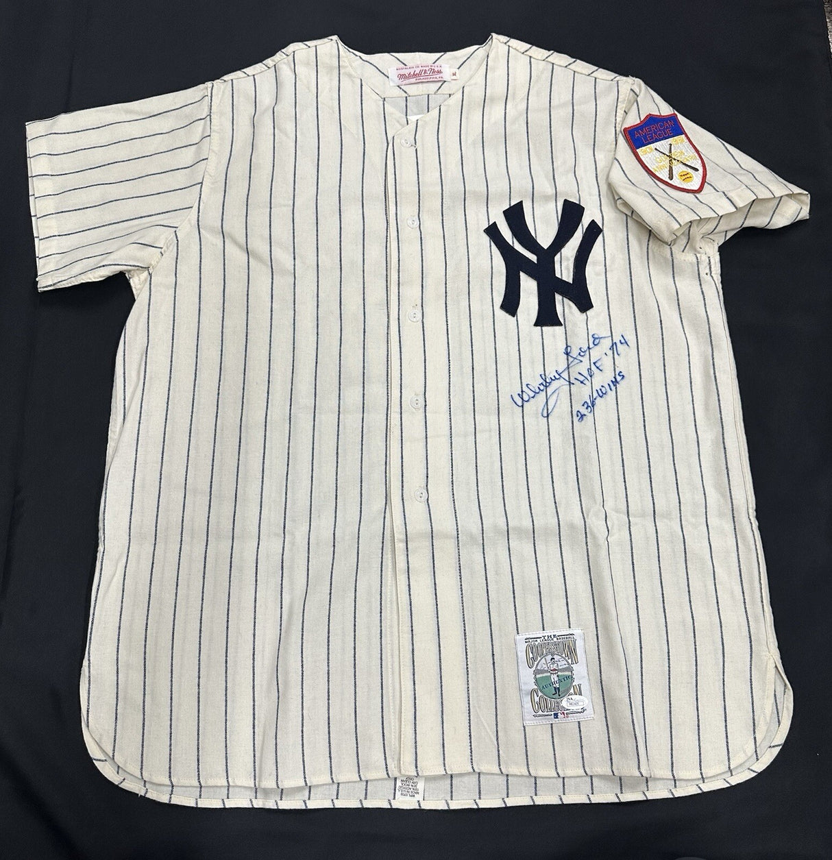 Whitey Ford HOF 74 236 Wins Signed Yankees Mitchell Ness Jersey JSA