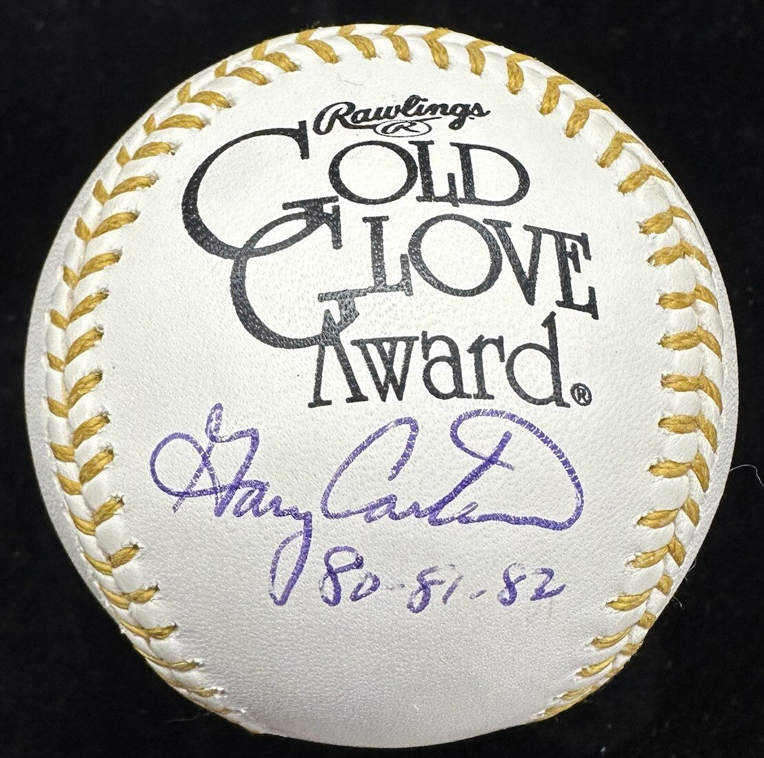 Gary Carter 80-81-82 Signed Gold Glove Logo Baseball JSA