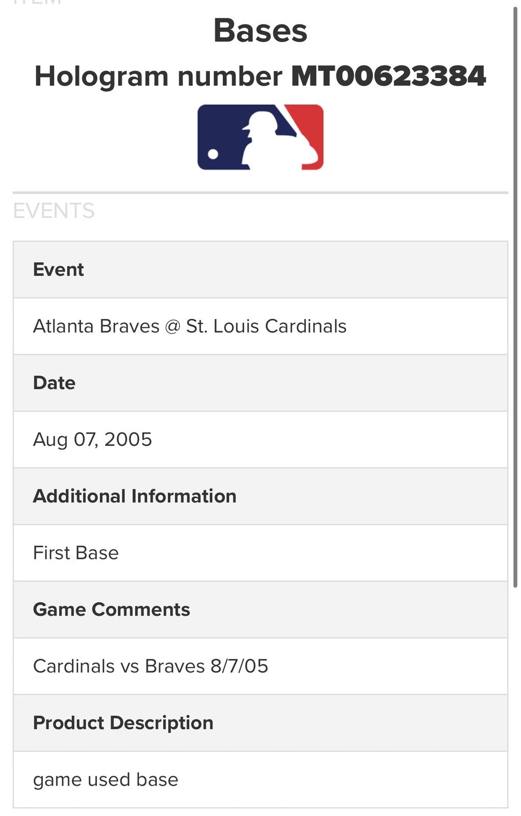 Busch Stadium II Final Season Game Used Base MLB Holo Pujols Home Run MVP