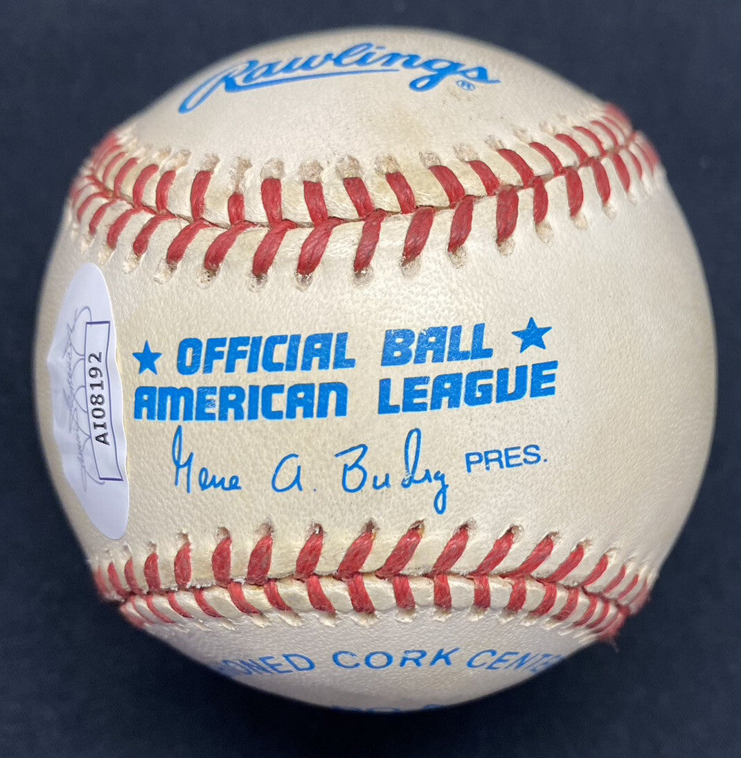 Lou Boudreau HOF 1970 MVP 1948 Batting Champ 1944 Signed Stat Baseball JSA