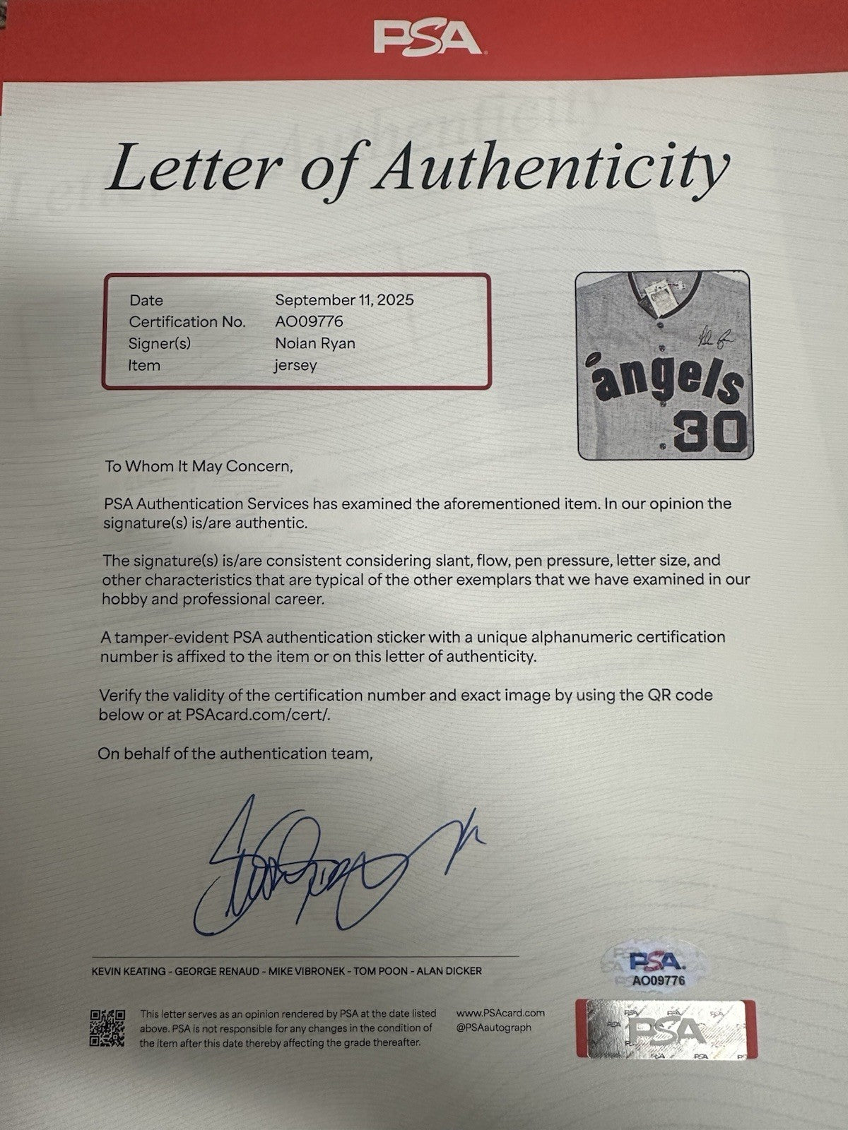 Nolan Ryan Signed Authentic California Angels Mitchell Ness Jersey PSA/DNA LOA