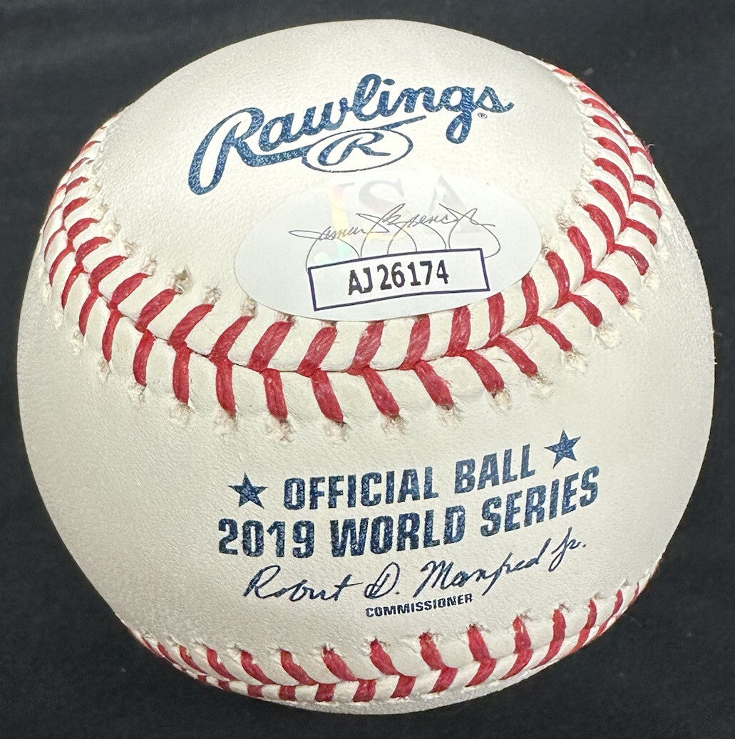 Max Scherzer Signed 2019 World Series Logo Baseball JSA
