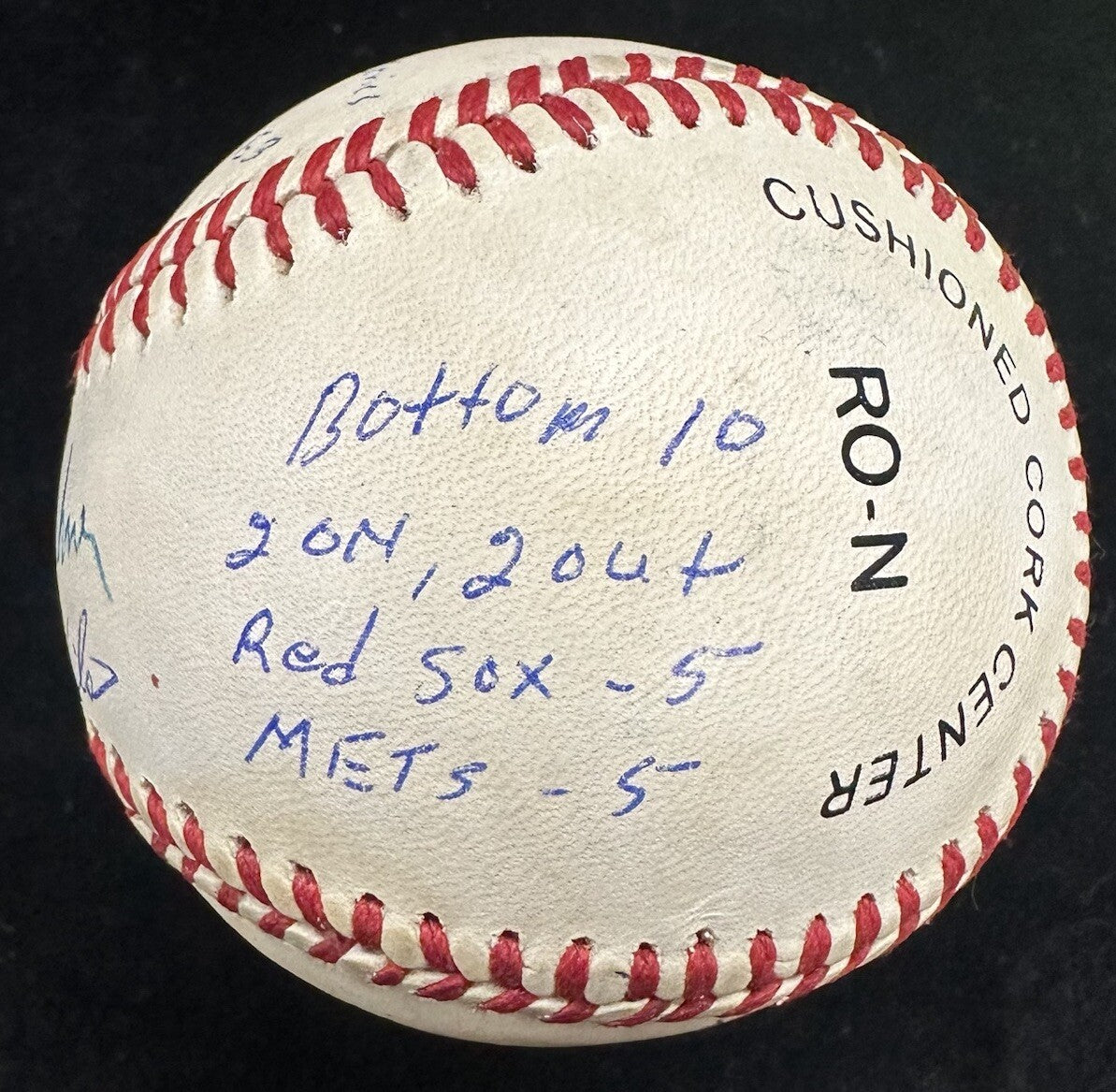 Mookie Wilson Bill Buckner 1986 WS Game 6 Stat Story Signed Baseball JSA PSA