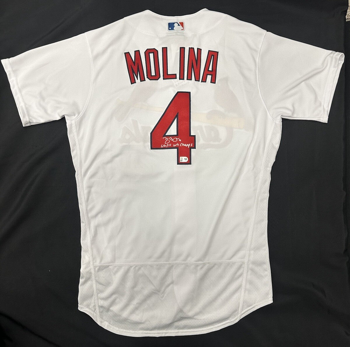 Yadier Molina 06, 11 WS Champs Signed Authentic Nike Cardinals Jersey MLB Holo