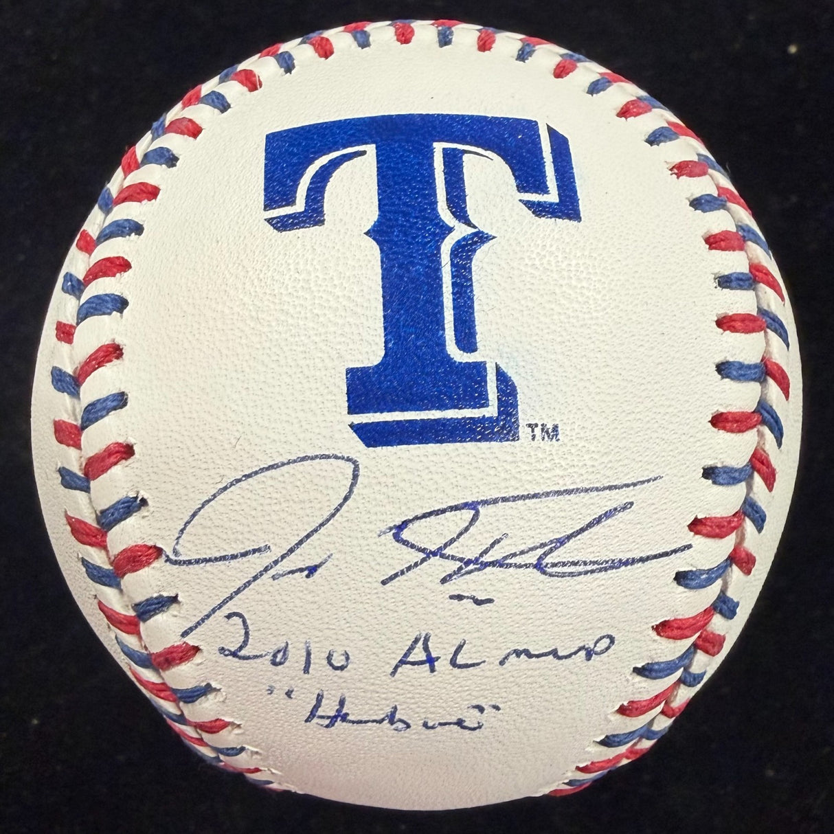 Josh Hamilton 10 AL MVP Hambone Signed Texas Rangers Stitch Logo Baseball BAS