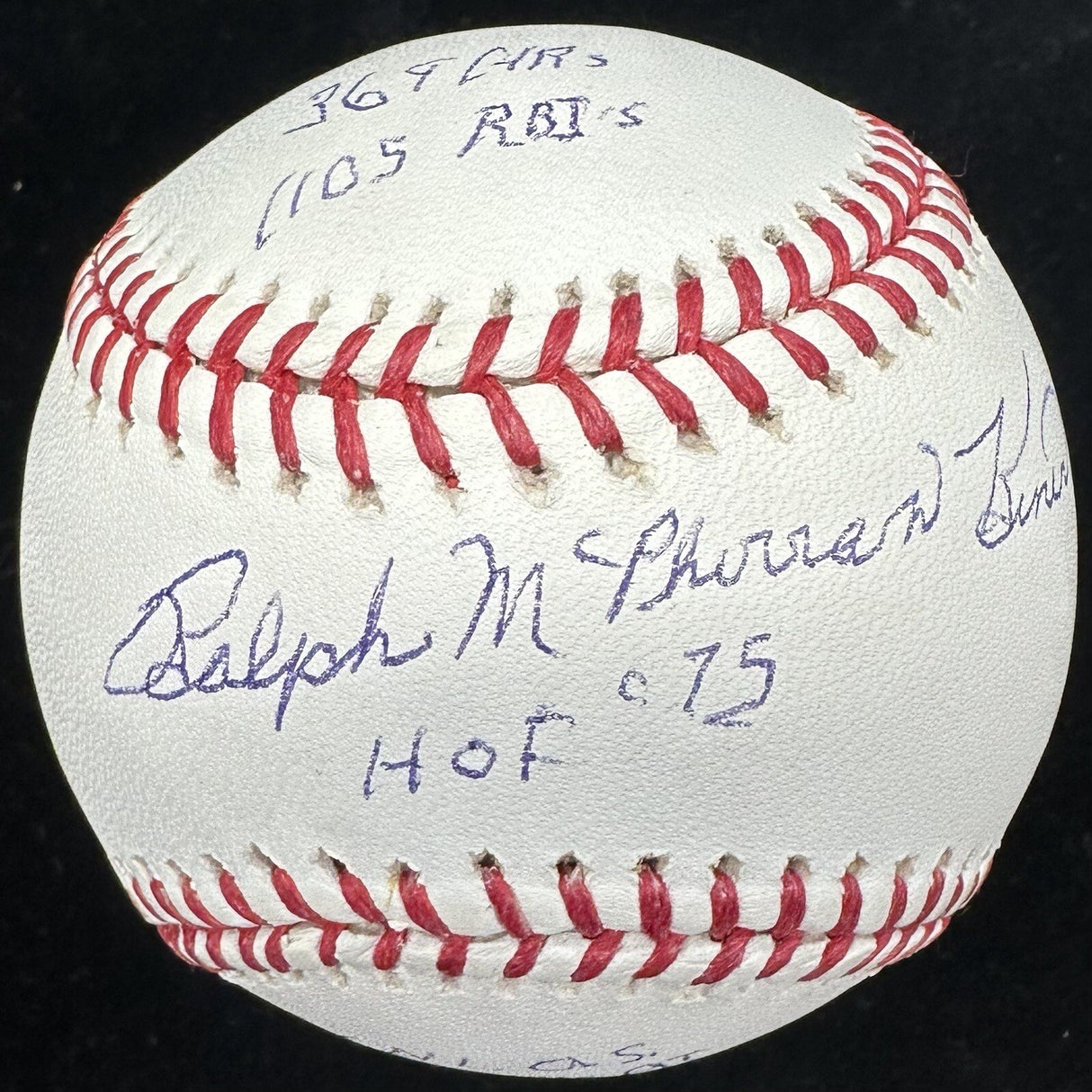 Ralph Kiner HOF 75 Signed Stat Baseball JSA