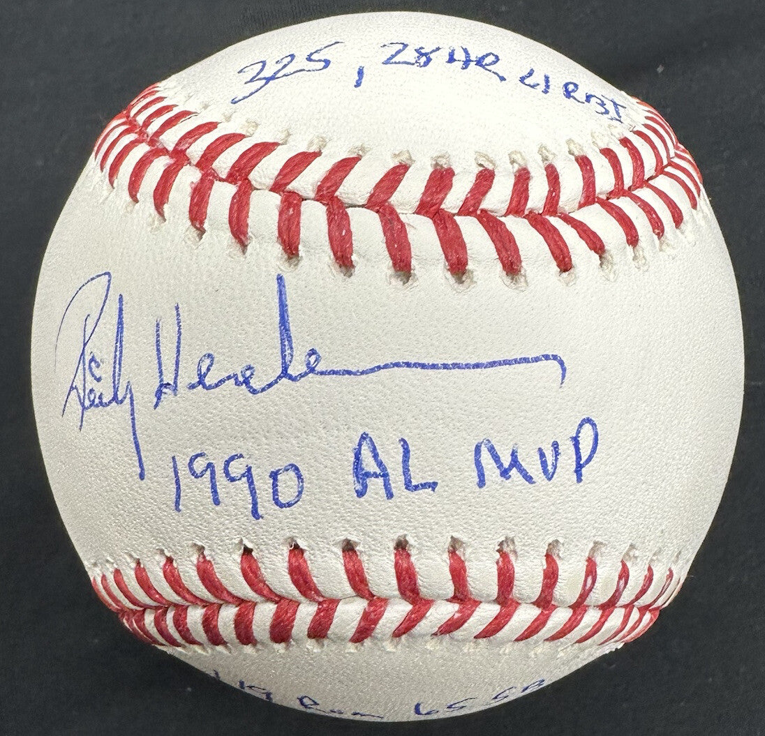 Rickey Henderson 1990 AL MVP Signed Stat Baseball Beckett Witness