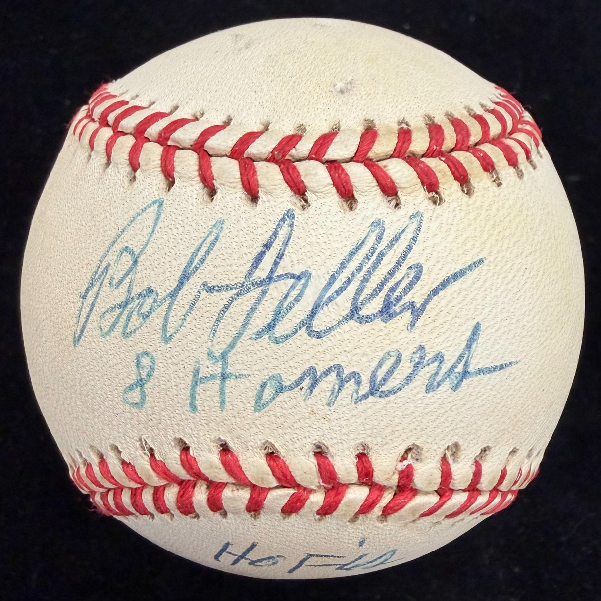 Bob Feller 8 Homers HOF 62 Signed Baseball PSA