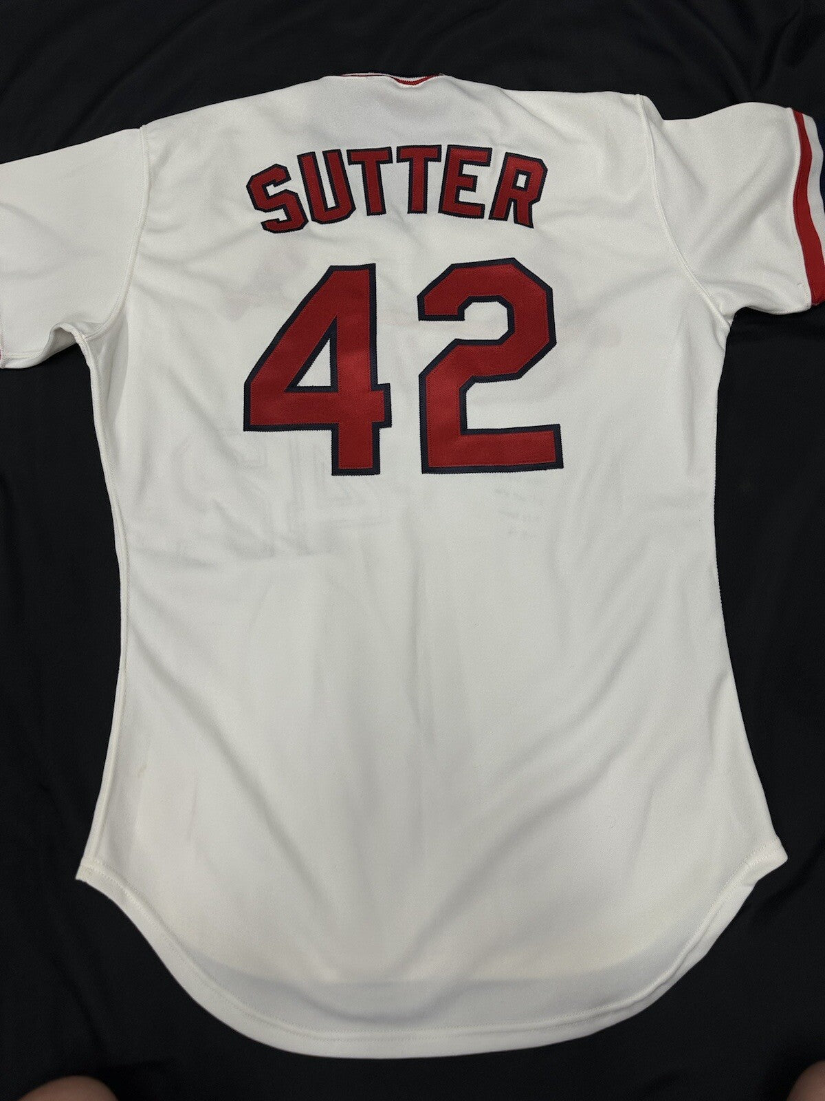 Bruce Sutter Signed Authentic Rawlings St. Louis Cardinals Stat Jersey JSA LOA