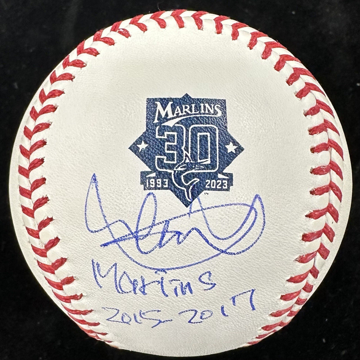 Ichiro Suzuki Marlins 2015-2017 Signed 30th Anniversary Logo Baseball Ichiro Hol