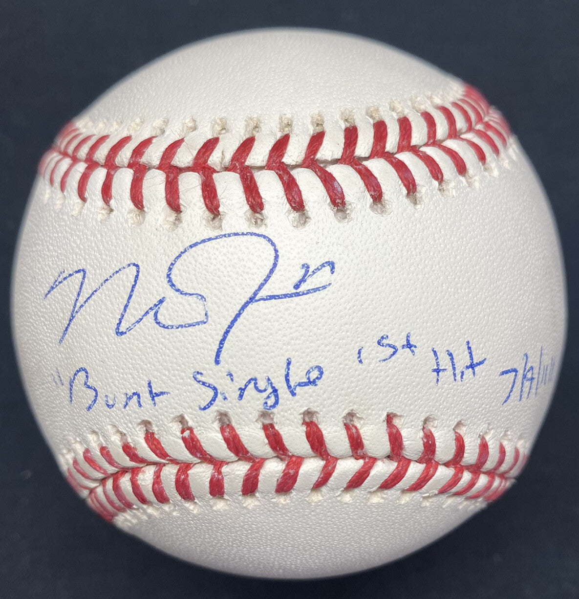 Mike Trout Bunt Single First Hit 7/9/11 Signed Baseball MLB Holo