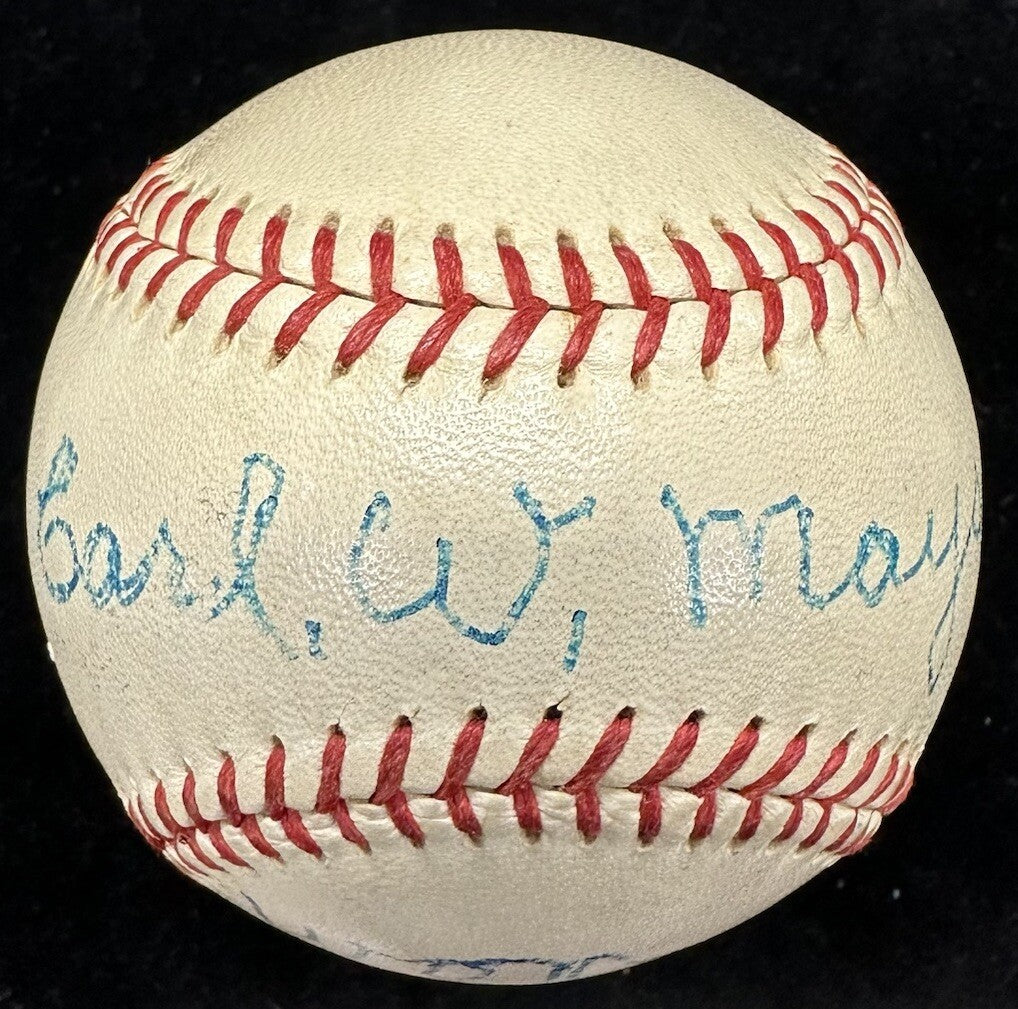 Carl Mays Won 237 Lost 115 Signed Baseball Beckett LOA