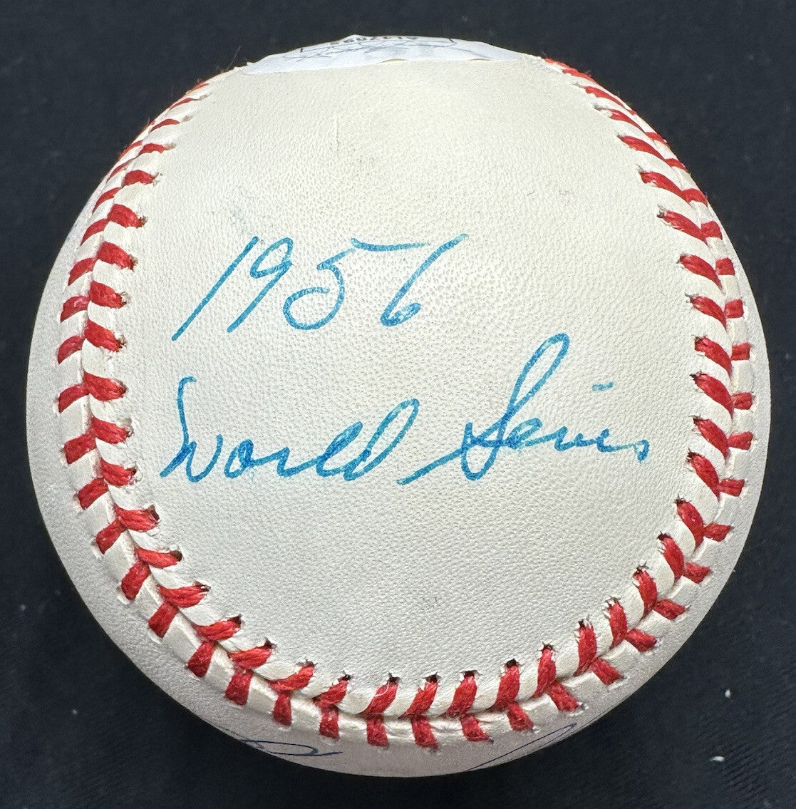 Enos Slaughter 1956 World Series Yankees Dodgers Signed Baseball JSA