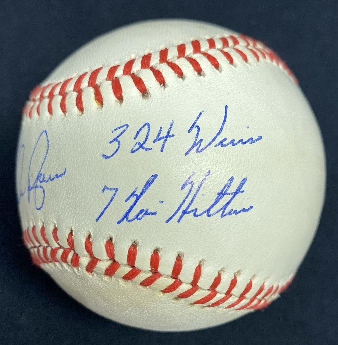 Nolan Ryan 5,714 K’s Strikeout King 324 Wins 7 No Hitters Signed Feeney Baseball