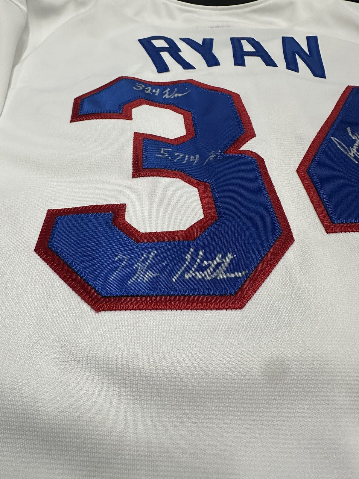 Nolan Ryan Signed Authentic Rangers Mitchell Ness Stat Jersey JSA LOA
