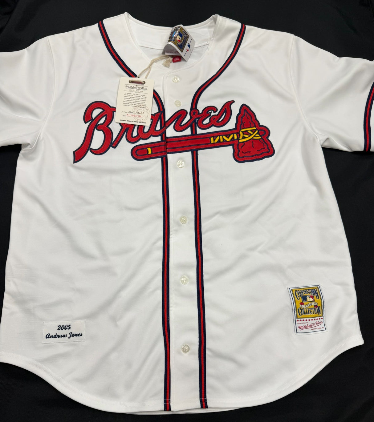 Andruw Rudolf Bernardo Jones Signed Stat Mitchell & Ness Braves Jersey Beckett