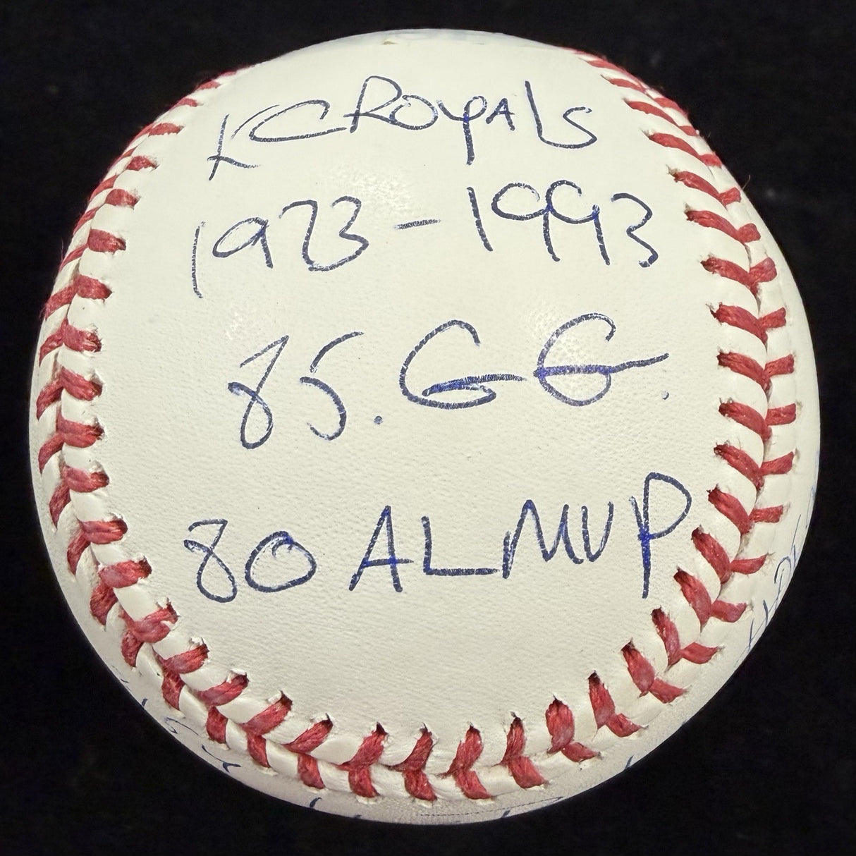 George Brett HOF 99 Signed 9 Inscription Stat Baseball JSA
