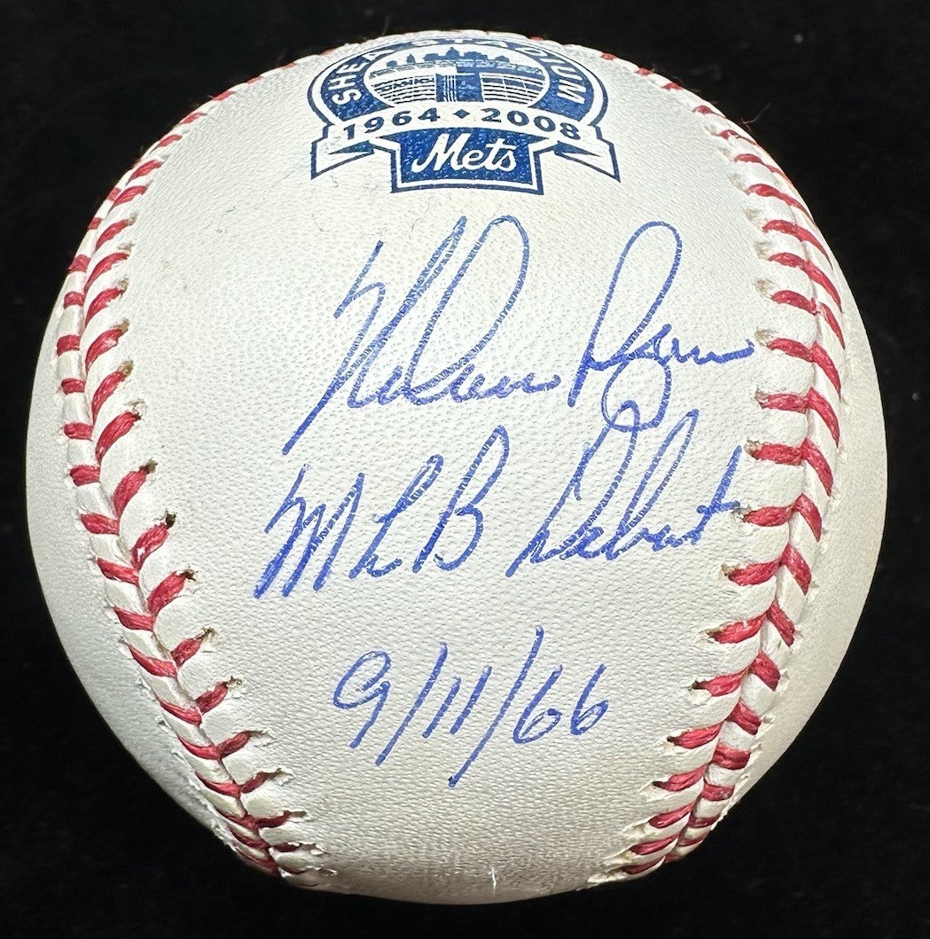 Nolan Ryan MLB Debut Signed Shea Stadium Logo Baseball Ryan Foundation Holo