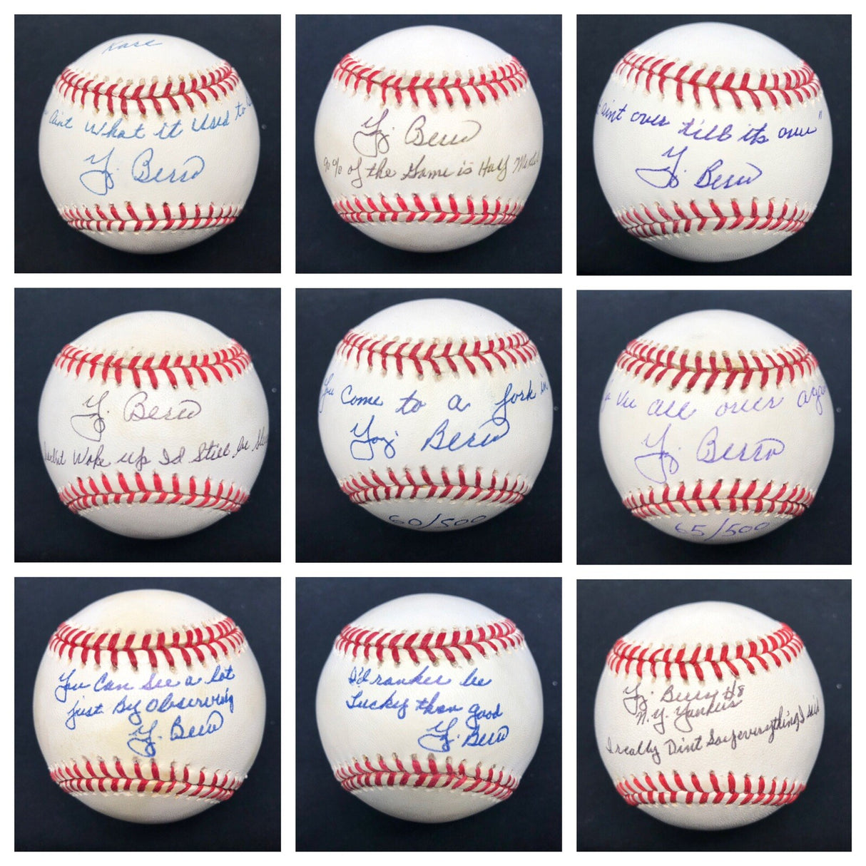 Yogi Berra Yogism (8) Inscription Signed Baseball Collection PSA JSA HOF Yankees