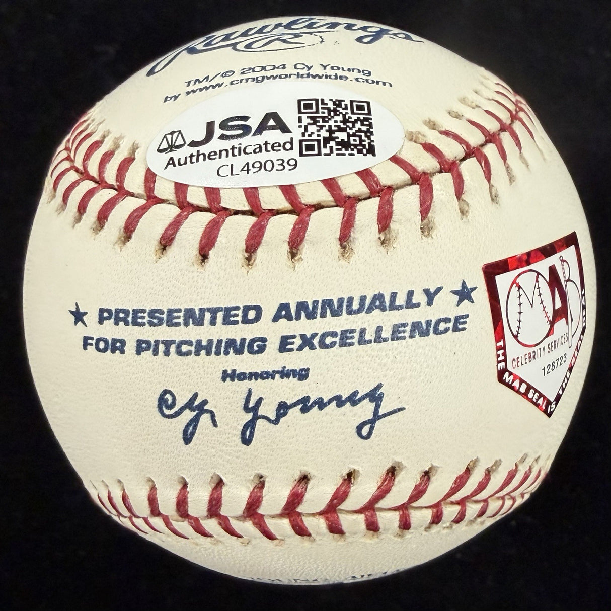Rollie Fingers Signed Cy Young Logo Baseball JSA