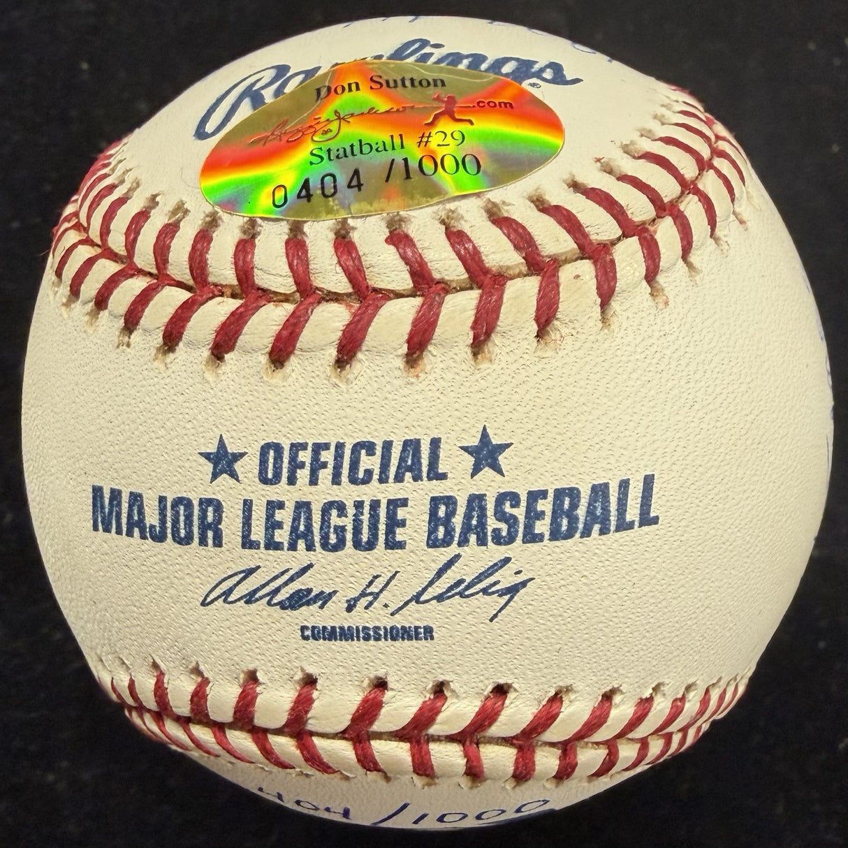 Don Sutton Signed Reggie Jackson Stat Baseball Complete Box Bag Cert
