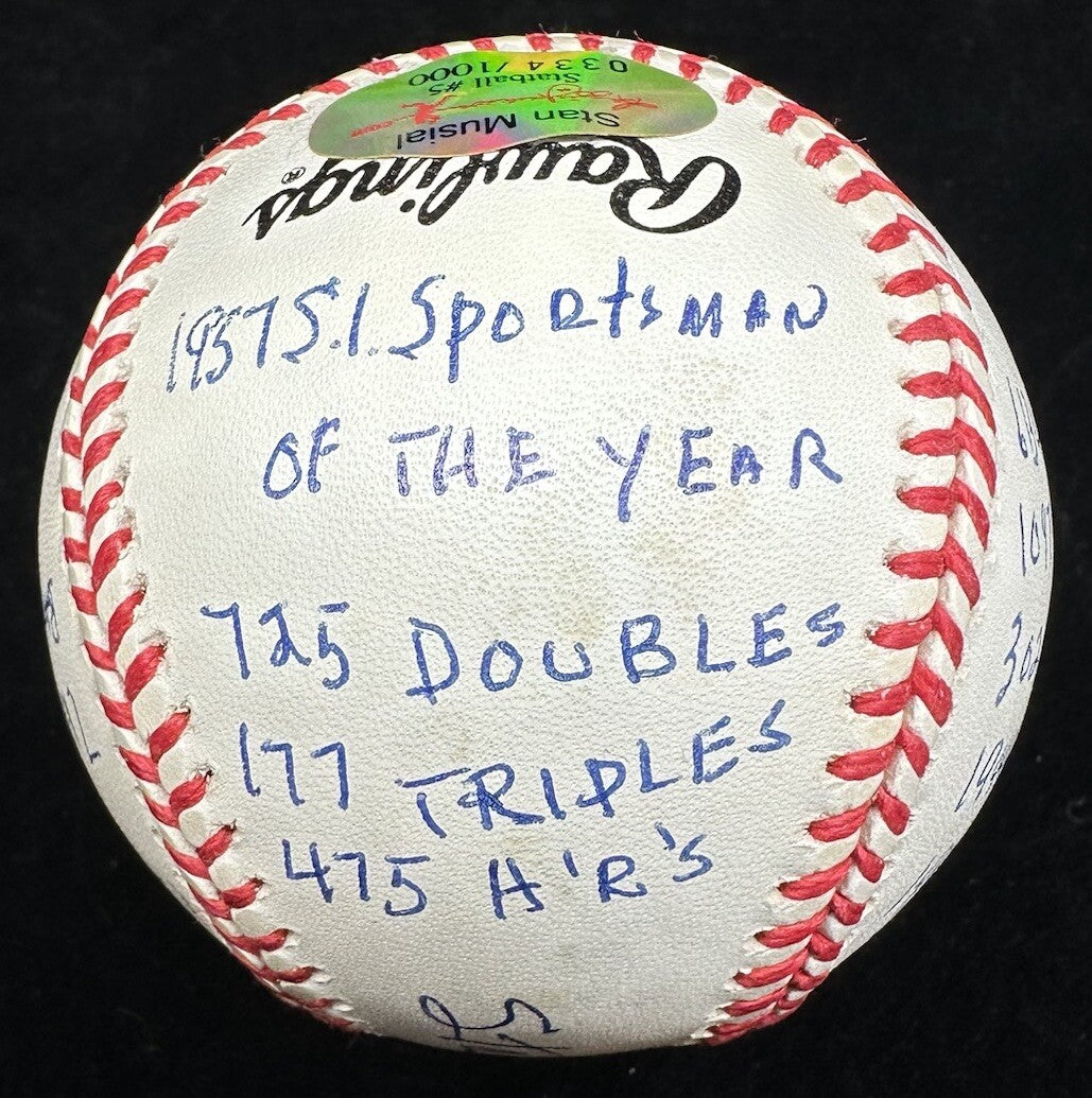 Stan Musial HOF MVP Signed RJ Stat Baseball Reggie Jackson Hologram