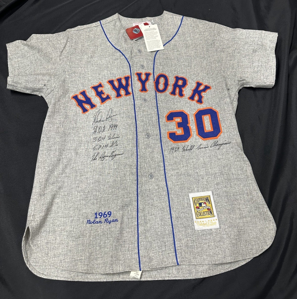 Nolan Ryan Signed Mets Authentic Mitchell Ness Stat Jersey JSA LOA
