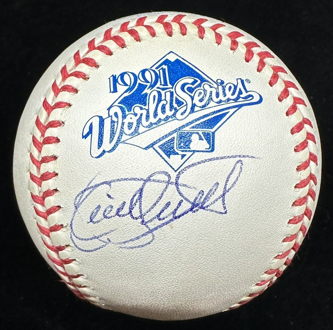 Kirby Puckett Signed 1991 World Series Logo Baseball Beckett BAS