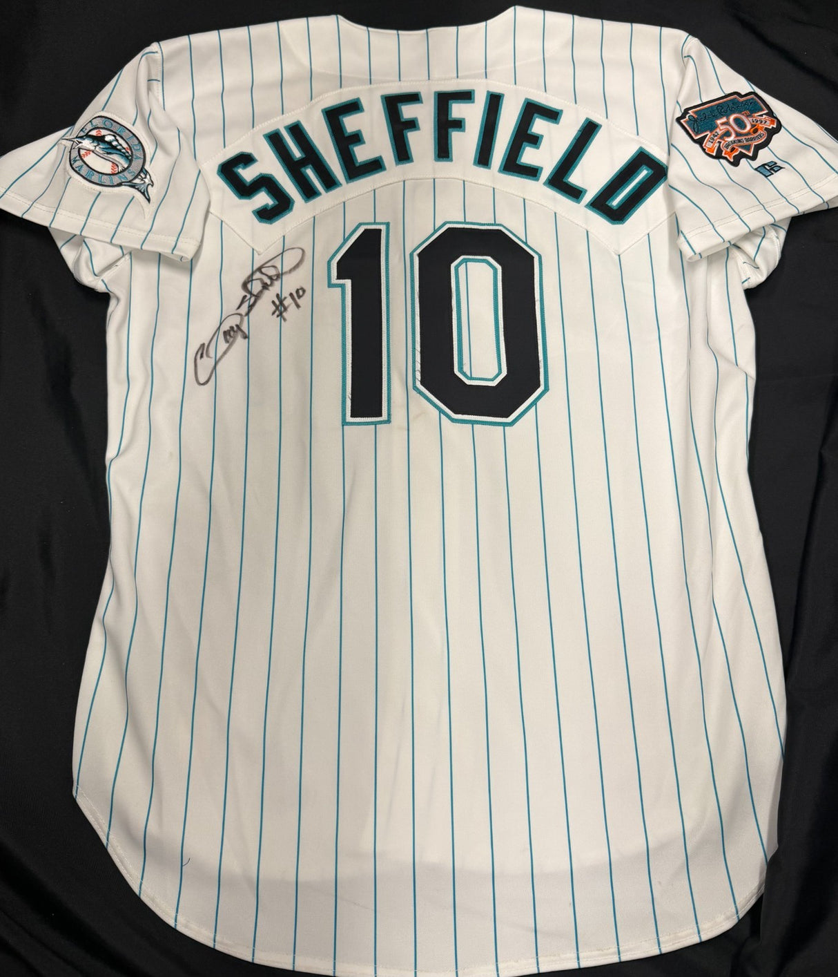 Gary Sheffield Signed Authentic Marlins Russell Jersey JSA
