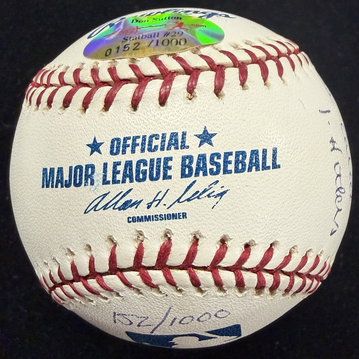Don Sutton Signed Reggie Jackson Stat Baseball Complete Box Bag Cert
