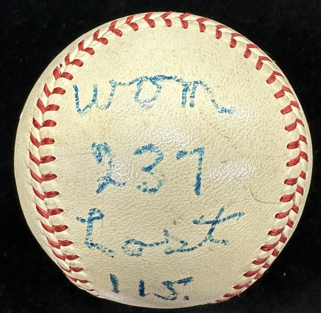 Carl Mays Won 237 Lost 115 Signed Baseball Beckett LOA