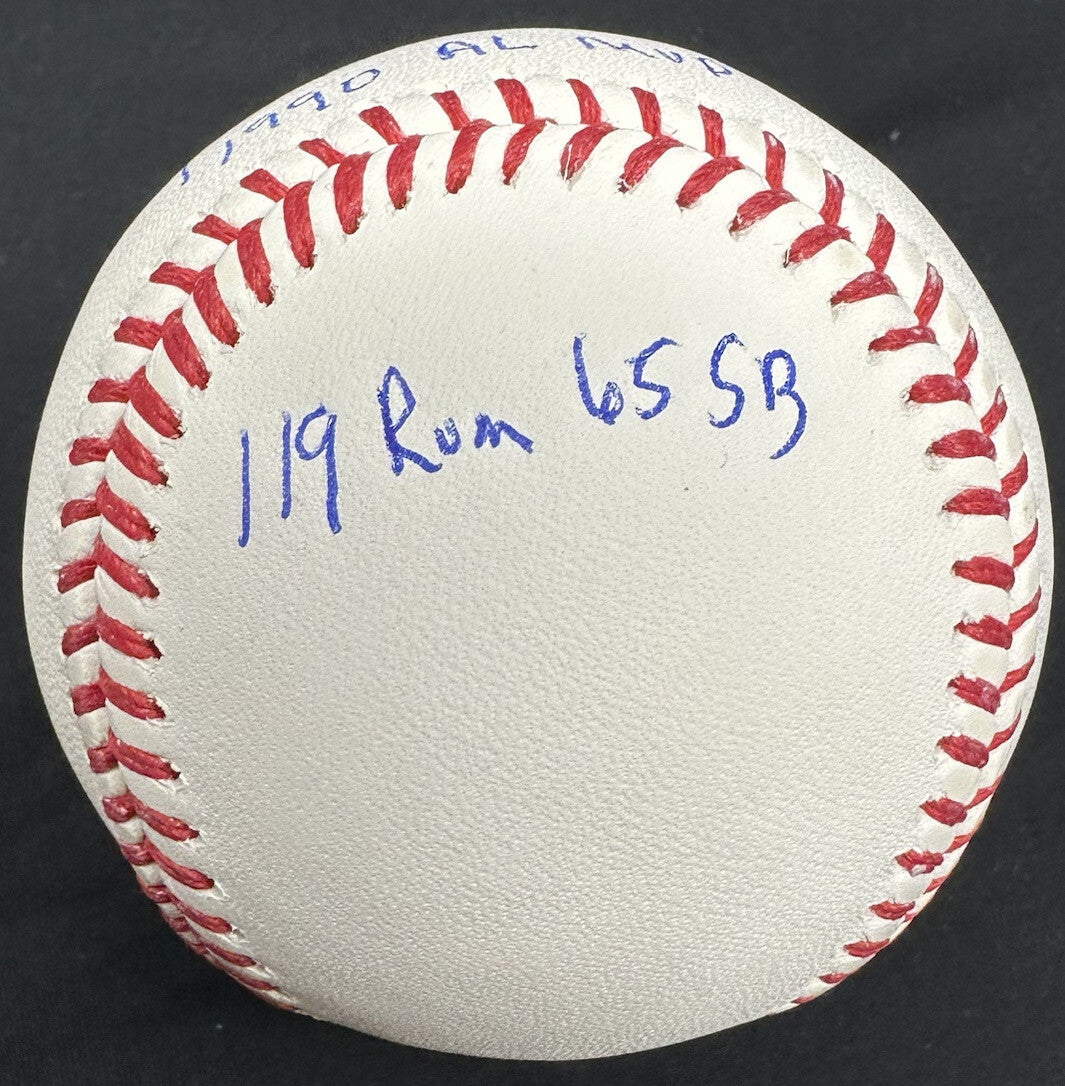 Rickey Henderson 1990 AL MVP Signed Stat Baseball Beckett Witness