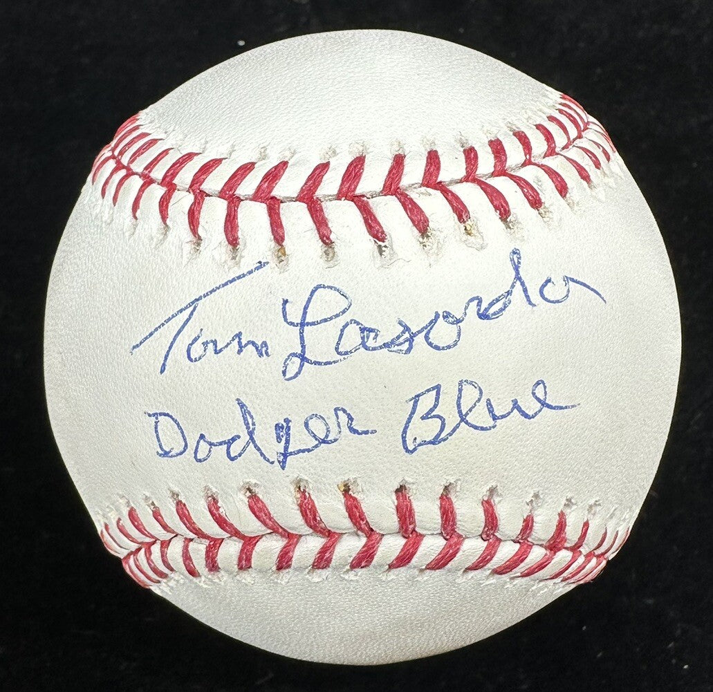 Tommy Lasorda Dodger Blue Signed Baseball MLB Holo Steiner Sports Holo