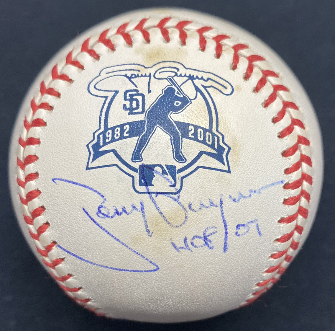Tony Gwynn HOF 07 Signed Retirement Logo Baseball JSA LOA
