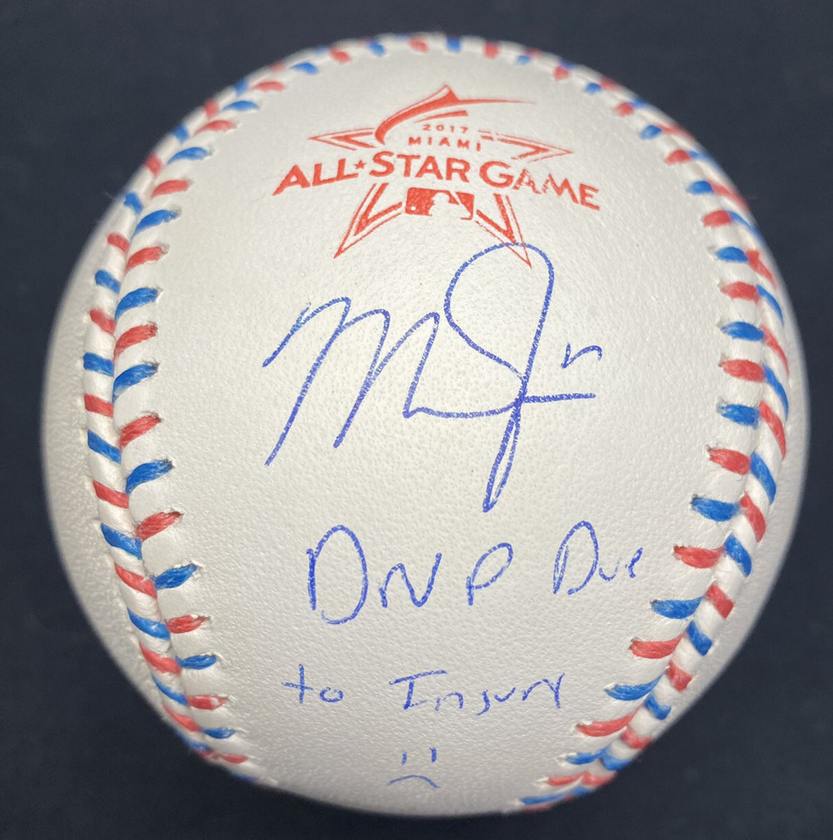 Mike Trout DNP Due To Injury :( Signed 2017 All Star Game Logo Baseball MLB Holo