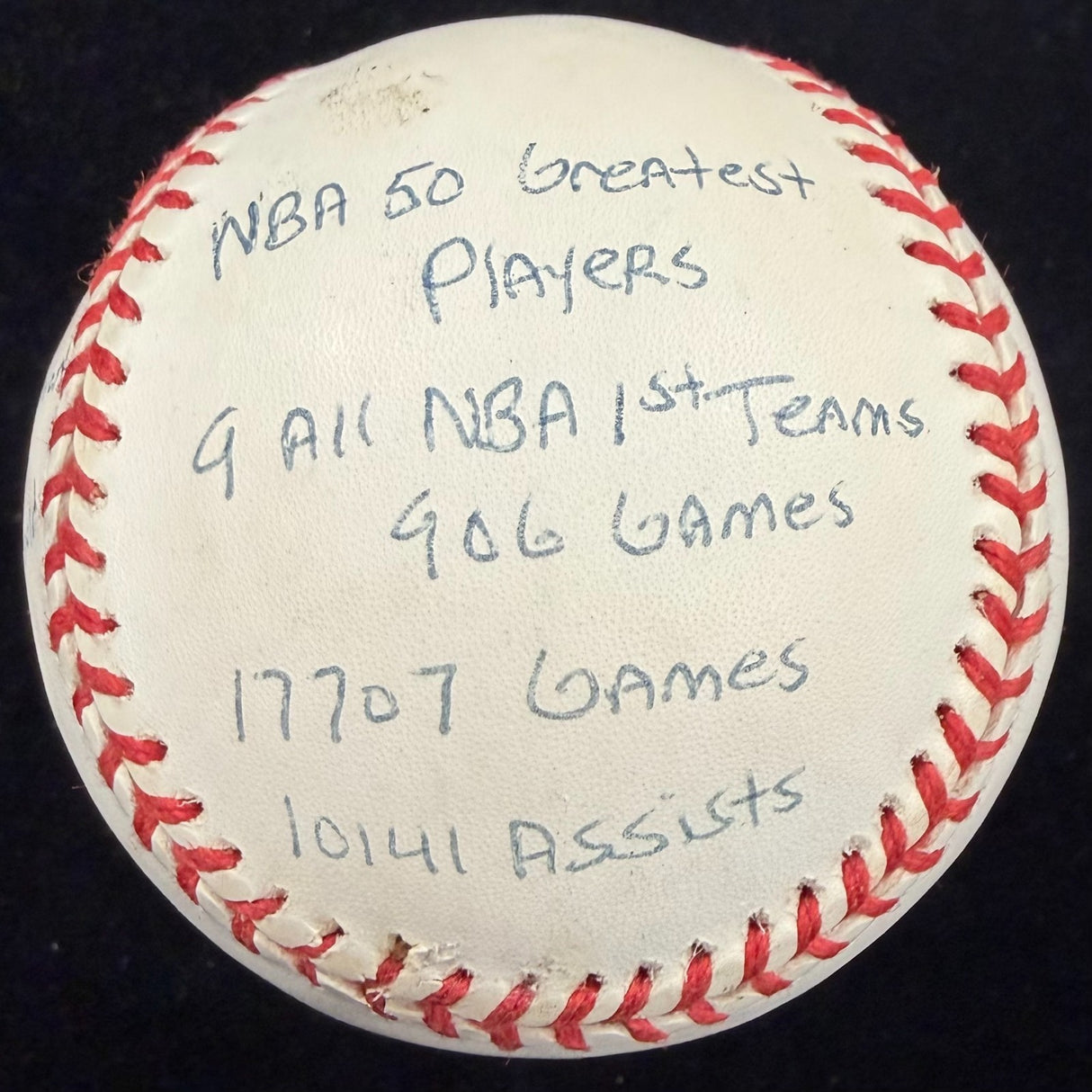 Magic Johnson Signed RJ Reggie Jackson Stat Baseball HMG Hologram