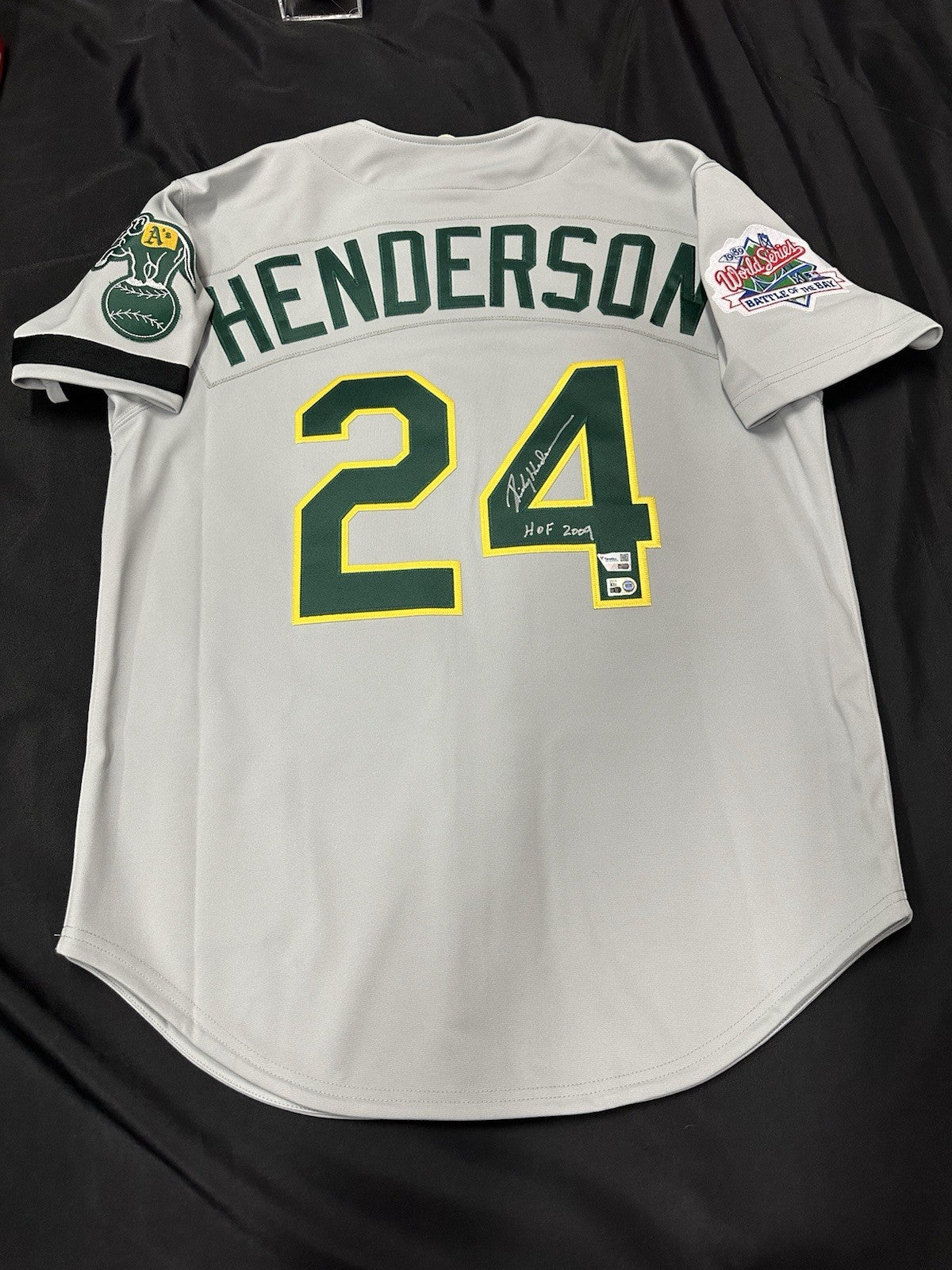 Rickey Henderson HOF 2009 Signed Authentic A’s Mitchell Ness Jersey MLB Holo